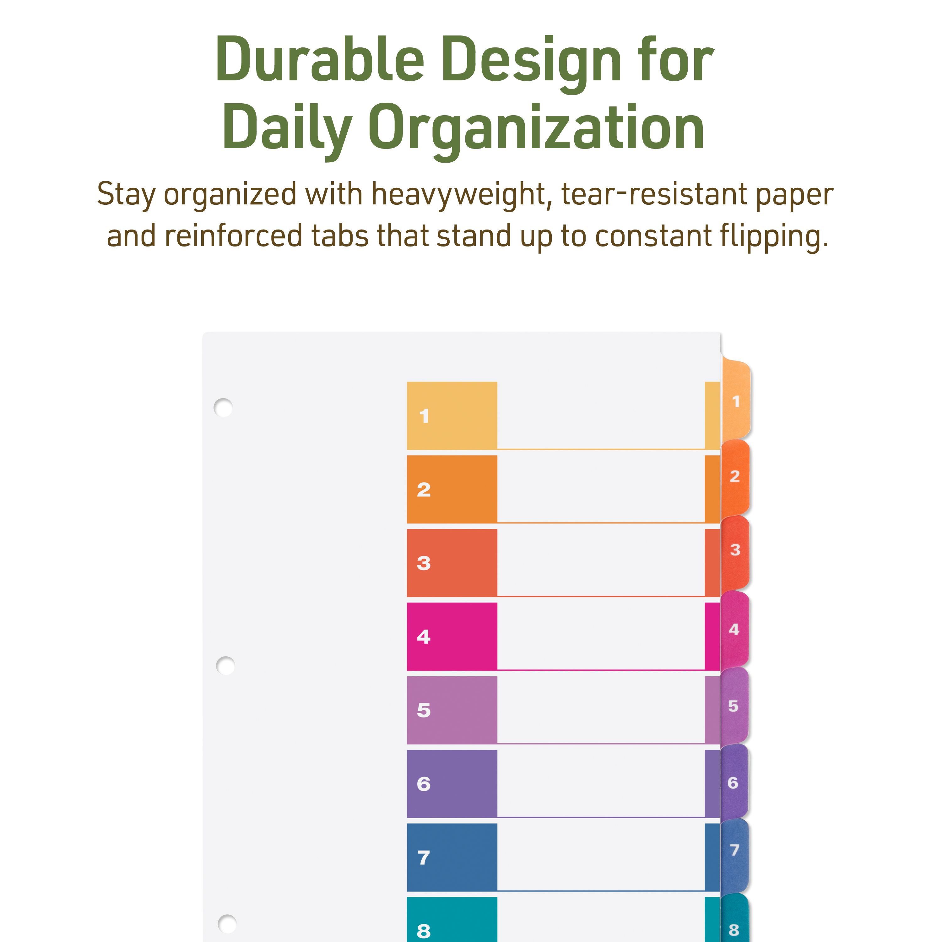 EcoFriendly Dividers, 8-Tab, Ready Index® 11081 | Avery